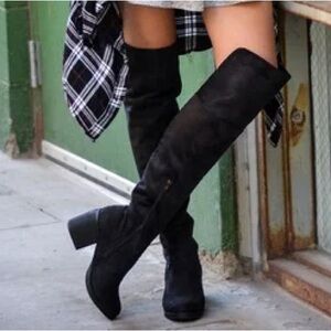 Journee Collection Black Over-the-Knee Boots